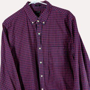 J Crew Slim Oxford Shirt Check Mens L Red Blue Preppy Ivy League Classic